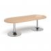 Trumpet base radial end boardroom table 2400mm x 1000mm - chrome base, beech top TB24-C-B