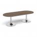Trumpet base radial end boardroom table 2400mm x 1000mm - chrome base, Barcelona walnut top TB24-C-BW