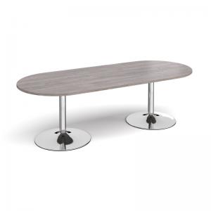 Trumpet base radial end boardroom table 2400mm x 1000mm - chrome base,