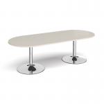 Trumpet base radial end boardroom table 2400mm x 1000mm - chrome base, light grey top TB24-C-LG