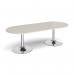 Trumpet base radial end boardroom table 2400mm x 1000mm - chrome base, light grey top TB24-C-LG