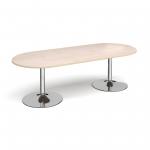 Trumpet base radial end boardroom table 2400mm x 1000mm - chrome base and maple top