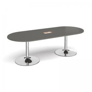 Trumpet base radial end boardroom table 2400mm x 1000mm with central