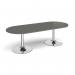 Trumpet base radial end boardroom table 2400mm x 1000mm - chrome base, onyx grey top TB24-C-OG