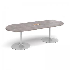 Trumpet base radial end boardroom table 2400mm x 1000mm with central