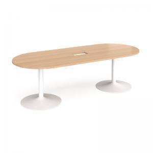 Trumpet base radial end boardroom table 2400mm x 1000mm with central
