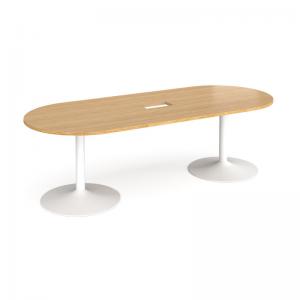 Trumpet base radial end boardroom table 2400mm x 1000mm with central