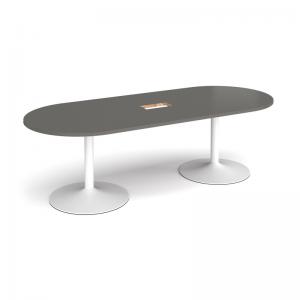 Trumpet base radial end boardroom table 2400mm x 1000mm with central