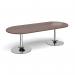 Trumpet base radial end boardroom table 2400mm x 1000mm - chrome base, walnut top TB24-C-W