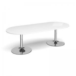 Trumpet base radial end boardroom table 2400mm x 1000mm - chrome base,