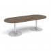Trumpet base radial end boardroom table 2400mm x 1000mm - silver base, Barcelona walnut top TB24-S-BW
