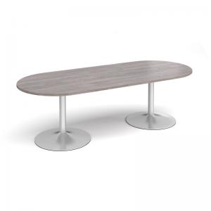 Trumpet base radial end boardroom table 2400mm x 1000mm - silver base,