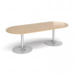 Trumpet base radial end boardroom table 2400mm x 1000mm - silver base, kendal oak top TB24-S-KO