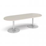 Trumpet base radial end boardroom table 2400mm x 1000mm - silver base, light grey top TB24-S-LG