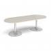 Trumpet base radial end boardroom table 2400mm x 1000mm - silver base, light grey top TB24-S-LG