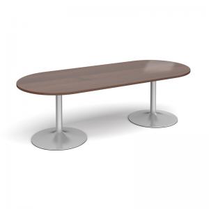 Trumpet base radial end boardroom table 2400mm x 1000mm - silver base