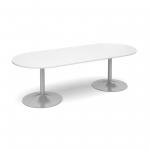 Trumpet base radial end boardroom table 2400mm x 1000mm - white