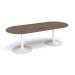 Trumpet base radial end boardroom table 2400mm x 1000mm - white base, Barcelona walnut top TB24-WH-BW