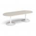 Trumpet base radial end boardroom table 2400mm x 1000mm - white base, light grey top TB24-WH-LG