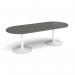 Trumpet base radial end boardroom table 2400mm x 1000mm - white base, onyx grey top TB24-WH-OG