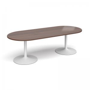 Trumpet base radial end boardroom table 2400mm x 1000mm - white base