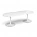 Trumpet base radial end boardroom table 2400mm x 1000mm - white base, white top TB24-WH-WH