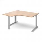TR10 left hand ergonomic desk 1400mm - silver frame, beech top TBEL14SB
