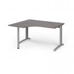 TR10 left hand ergonomic desk 1400mm - silver frame and grey oak top