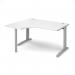 TR10 left hand ergonomic desk 1400mm - silver frame, white top TBEL14SWH