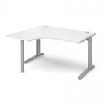 TR10 left hand ergonomic desk 1400mm - silver frame and white top