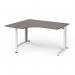 TR10 left hand ergonomic desk 1400mm - white frame, grey oak top TBEL14WGO