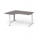 TR10 left hand ergonomic desk 1400mm - white frame, grey oak top TBEL14WGO
