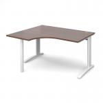 TR10 left hand ergonomic desk 1400mm - white frame, walnut top TBEL14WW