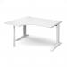 TR10 left hand ergonomic desk 1400mm - white frame, white top TBEL14WWH