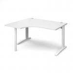 TR10 left hand ergonomic desk 1400mm - white frame, white top TBEL14WWH