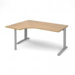 TR10 left hand ergonomic desk 1600mm - silver frame and oak top