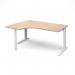 TR10 left hand ergonomic desk 1600mm - white frame, beech top TBEL16WB