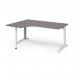 TR10 left hand ergonomic desk 1600mm - white frame, grey oak top TBEL16WGO