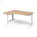 TR10 left hand ergonomic desk 1600mm - white frame, oak top TBEL16WO