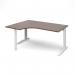 TR10 left hand ergonomic desk 1600mm - white frame, walnut top TBEL16WW