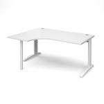 TR10 left hand ergonomic desk 1600mm - white frame, white top TBEL16WWH