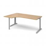 TR10 left hand ergonomic desk 1800mm - silver frame and oak top
