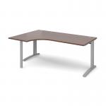 TR10 left hand ergonomic desk 1800mm - silver frame, walnut top TBEL18SW