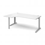 TR10 left hand ergonomic desk 1800mm - silver frame, white top TBEL18SWH