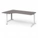 TR10 left hand ergonomic desk 1800mm - white frame, grey oak top TBEL18WGO