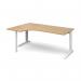 TR10 left hand ergonomic desk 1800mm - white frame, oak top TBEL18WO