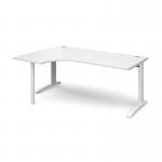 TR10 left hand ergonomic desk 1800mm - white frame, white top TBEL18WWH