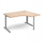 TR10 right hand ergonomic desk 1400mm - silver frame, beech top TBER14SB