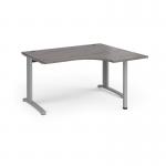 TR10 right hand ergonomic desk 1400mm - silver frame, grey oak top TBER14SGO