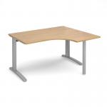 TR10 right hand ergonomic desk 1400mm - silver frame, oak top TBER14SO